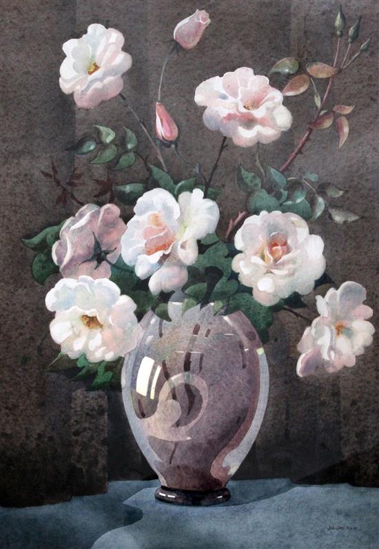 James Gray (-1947) Roses in vase, 28 x 19in.